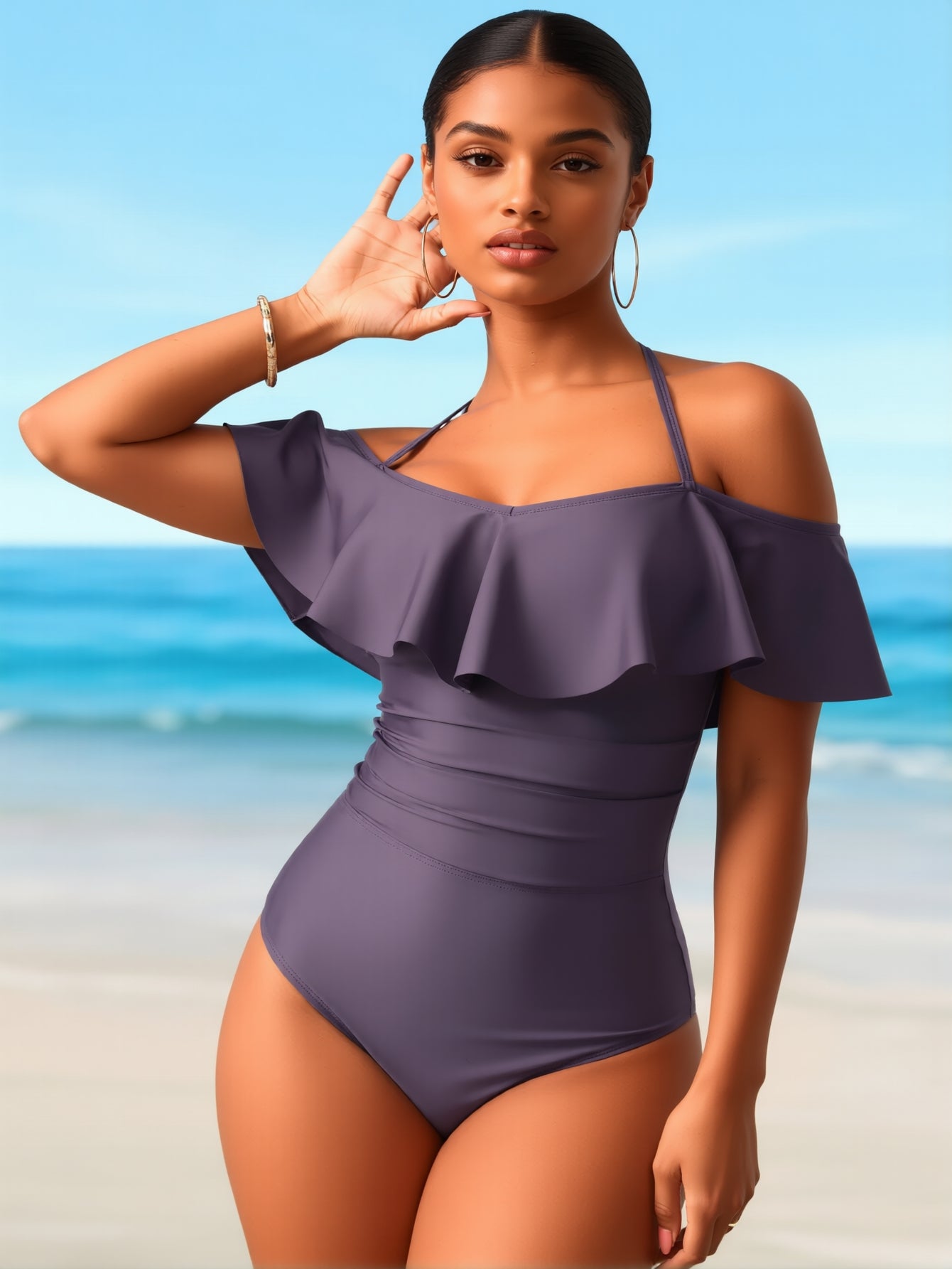 AZURE TIDE Women's Swimsuit, Antarctic Volcano Style 002